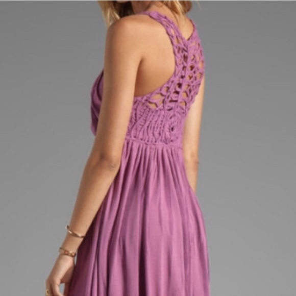Free People Cast Your Net Washed Purple Sleeveless Back Net Boho Dress Size PS - Picture 3 of 11
